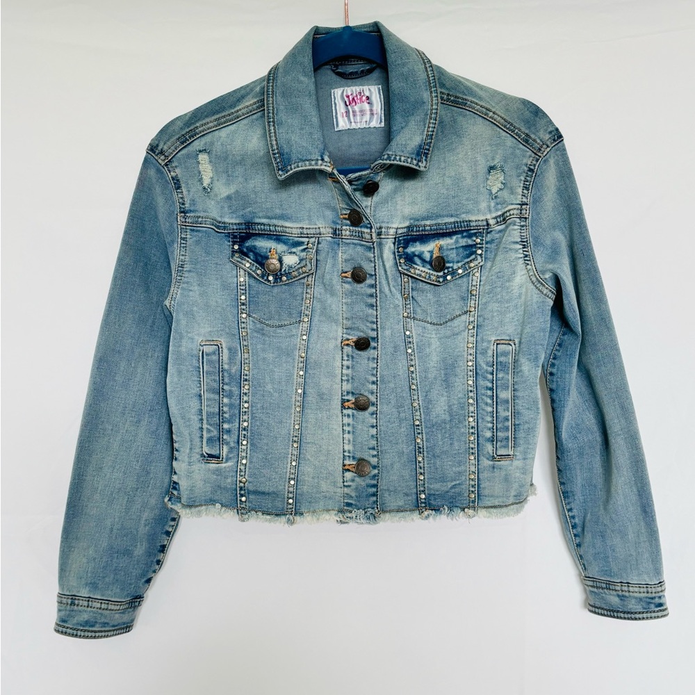 Justice Girls Long Sleeve Denim Jacket Light Blue size 12